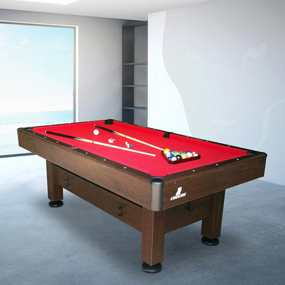 Cougar Saphir Pool Table 7ft in Brown & Red | Height Adjustable & Incl. Accessories | Indoor Billiard Table for Children & Adults - QUORE