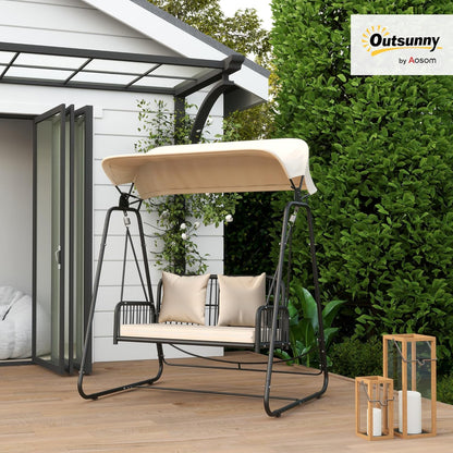 Garden Swing Rattan for 2 People, Up to 240 kg, with Canopy