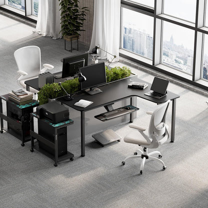 Eureka Ergonomisch gaming-bureau. 155 cm Hoekbureau groot L-vormig gaming computerbureau met kabel management systeem en muismat voor thuiskantoor. Zwart, rechts
