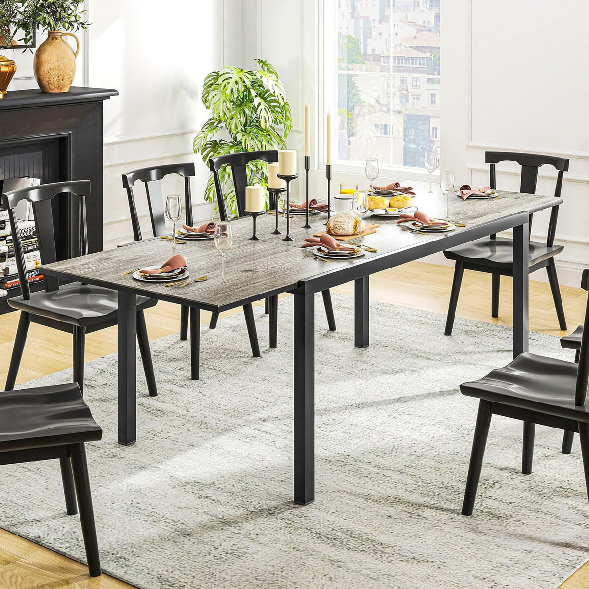 Uitschuifbare Tuintafel – Tuinmeubel – Terrastafel – Balkon Tafel – Eettafel Buiten – Weerbestendig – 160-240x90 cm – Kunststof Houtlook