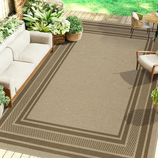 Famibay Tapijten voor woonkamer, groot, 200 x 290 cm, wasbare tapijten voor slaapkamer, jutelook, antislip vloerkleed voor woonkamer, slaapkamer, eetkamer, bruin