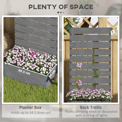 Outsunny Garden Planter with Trellis for Climbing Plants Vine Flowers Freestanding Raised Bed for Garden Outdoor Patio Planter with Drain Grit, 72x38x150cm, Dark Grey - QUORE
