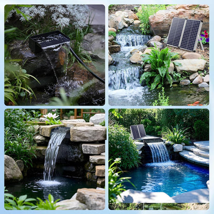 Biling 70 W Solar vijver watervalset, 30 cm roestvrijstalen overloop vijverpomp waterval en duurzame buisdecoratie voor koivijver, zwembad, beekloop, tuinvijver, terras, doe-het-zelf siervijver