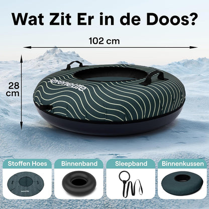 SereneLife Sneeuwband – Opblaasbare Snow Tube voor Skiën & Rodelen, 102/100/122 cm, Harde Kunststof Bodem, Rubber Binnenband, Oxford Cover, Sleepkoord, Ideaal voor Wintersport - QUORE