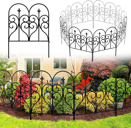 Thealyn Decoratieve tuinomheining 82 cm (H) x 3 m (L) hek panelen roestvrij metalen hondenhek dierlijke barrière, tuin hekwerk paneel rand voor tuin patio bloembed