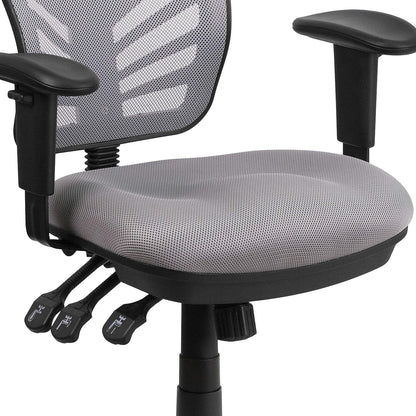 Directiebureaustoel – Bureaustoel – Kantoorstoel – Gamestoel – Ergonomische Stoel – Grijs – Verstelbare Armleuningen – Ademend Mesh Rugleuning