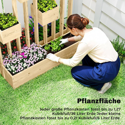 Outsunny Planter with Climbing Frame and Baskets, Wooden Planter Flower Pot, 90 x 45 x 170 cm, For Garden, Balcony and Terrace, Flower Box for Climbing Plants