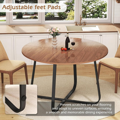 Eetkamertafels rond, 120 cm, houten eettafel, walnootbruin, moderne eettafel voor keuken, woonkamer, eetkamer, terras, binnenplaats, café, kantoor en andere plaatsen