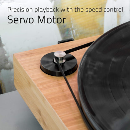 Fluance RT82 Reference High Fidelity Vinyl draaitafel record speler met Ortofon OM10 cartridge, Speed Control motor, High Mass MDF Wood Plint, trillingsisolatievoet - bamboe