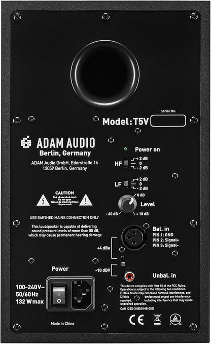 ADAM Audio T5V Studiomonitor voor opnemen, mixen en masteren, geluid van studiokwaliteit (single)