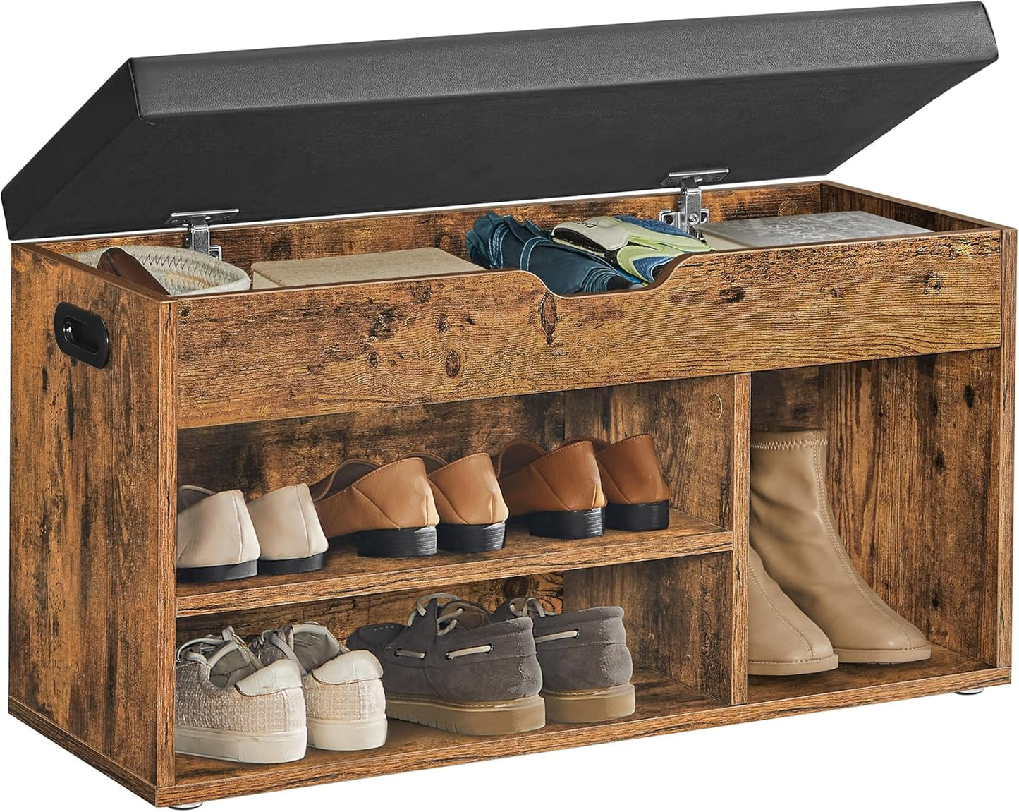 Schoenenkast - Multifunctionele Kast - Houten Schoenenkasten met Opbergruimte - 80 x 44 x 30 cm (B x H x D) -  Dark Khaki - QUORE