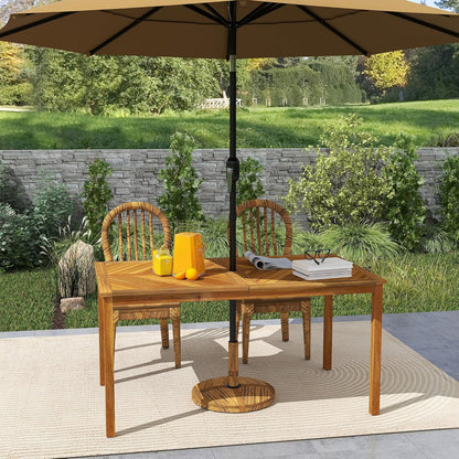 Outsunny Gartentisch klappbar 150x85cm, Wetterfest Balkontisch aus Holz, 6 Persons Klapptisch mit Schirmloch, Lamellendesign Esstisch Outdoor, Beistelltischisch, Terrassentisch für Garten Balcony Teak - QUORE