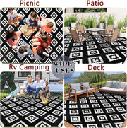 Buiten Vloerkleed - Buitenkleden - Buitentapijt - Opvouwbaar - UV-bestendig - Waterdicht - Buitenmatten - voor Buiten - Balkon - Strand - Picknick -Terras - Rechthoekig - 245 x 305 cm - Zwart