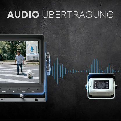 VSG24 24121 - 7" Premium achteruitrijvideosysteem voor campers & auto's, camera set incl. 20m kabel, nachtzicht, 120° hoek, 12-24 V, IP68 - Zwart