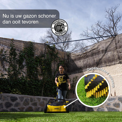 Elektrische Kunstgrasveger – Kunstgrasborstel – Kunstgrasreinigingsmachine – Kunstgrasveegmachine – Kunstgrasmaaier – 1.400 Watt Vermogen – 25L Opvangzak