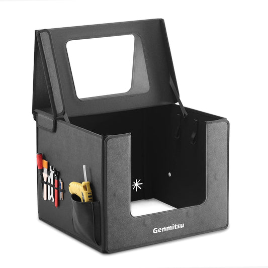 Genmitsu KABA Fold CNC-behuizing voor CNC-routermachine, ruisonderdrukking, stofdicht, vlamvertragend, met zijwerkbalk, compatibel met Genmitsu 3020-PRO MAX en V2, 3018-serie CNC, 520 x 475 x 405 mm