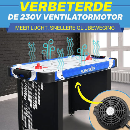 SereneLife Air Hockey Table –Hockey Table with Built-in Scorettracker and Puck Dispenser- Digital LED Scoreboard and Accessories - QUORE