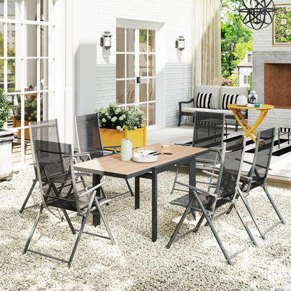 Outsunny Gartentisch Ausziehbarer Aluminium 80/160x80 cm Wetterfest Balcony Rutschfest Buffettisch Camping for 6 Persons Terrassentic Outdoor Esstisch für Garten, Terrasse Balcony Naturholz
