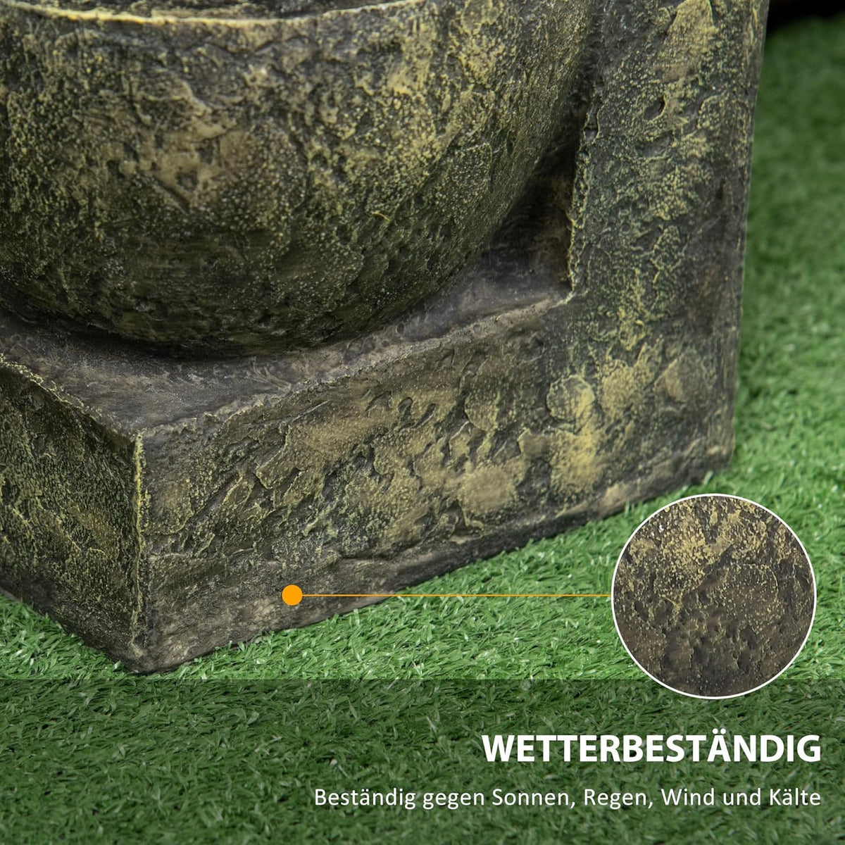 Outsunny garden fountain adjustable power fountain 4 layers decorative fountain water feature waterfall for garden garden pond patio resin fountain - QUORE