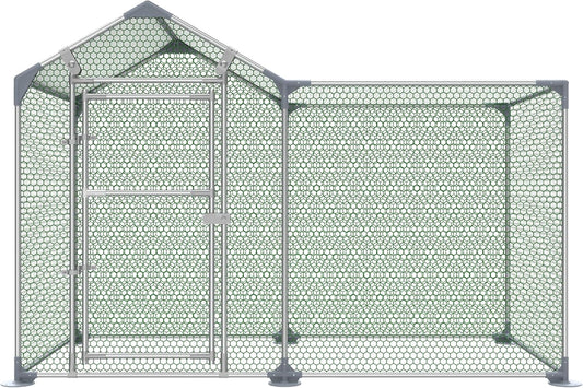 2 x 1 m Chicken Coop, Freewheel, Rabbit Made of Galvanised Steel, Aviary, Outdoor Quail Coop with Door and PE Shade Sail for Chickens and Small Animals, 2 m²