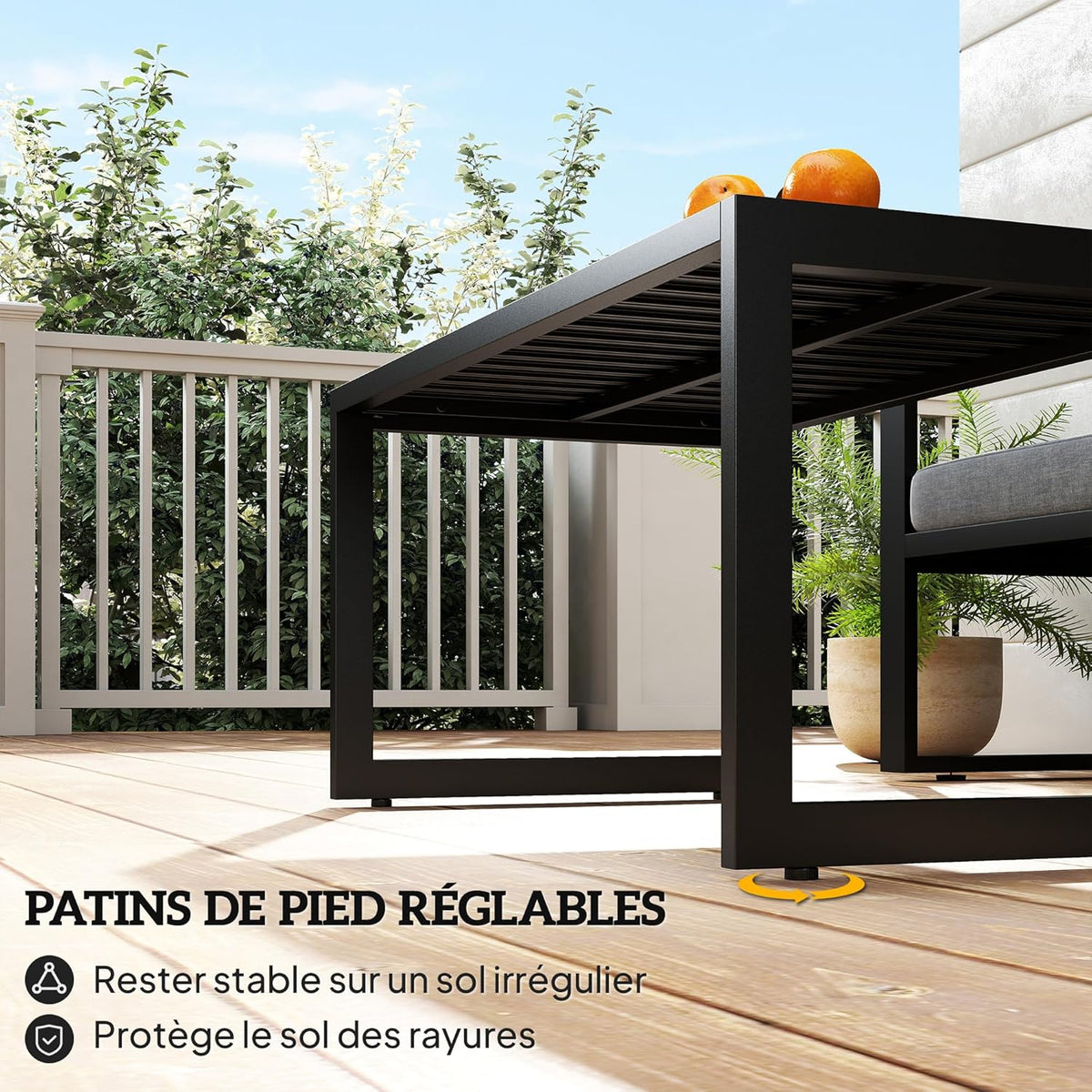 Outsunny Garden Table with Aluminium Table for Balcony, Patio, 90 x 50 x 42 cm, Black - QUORE