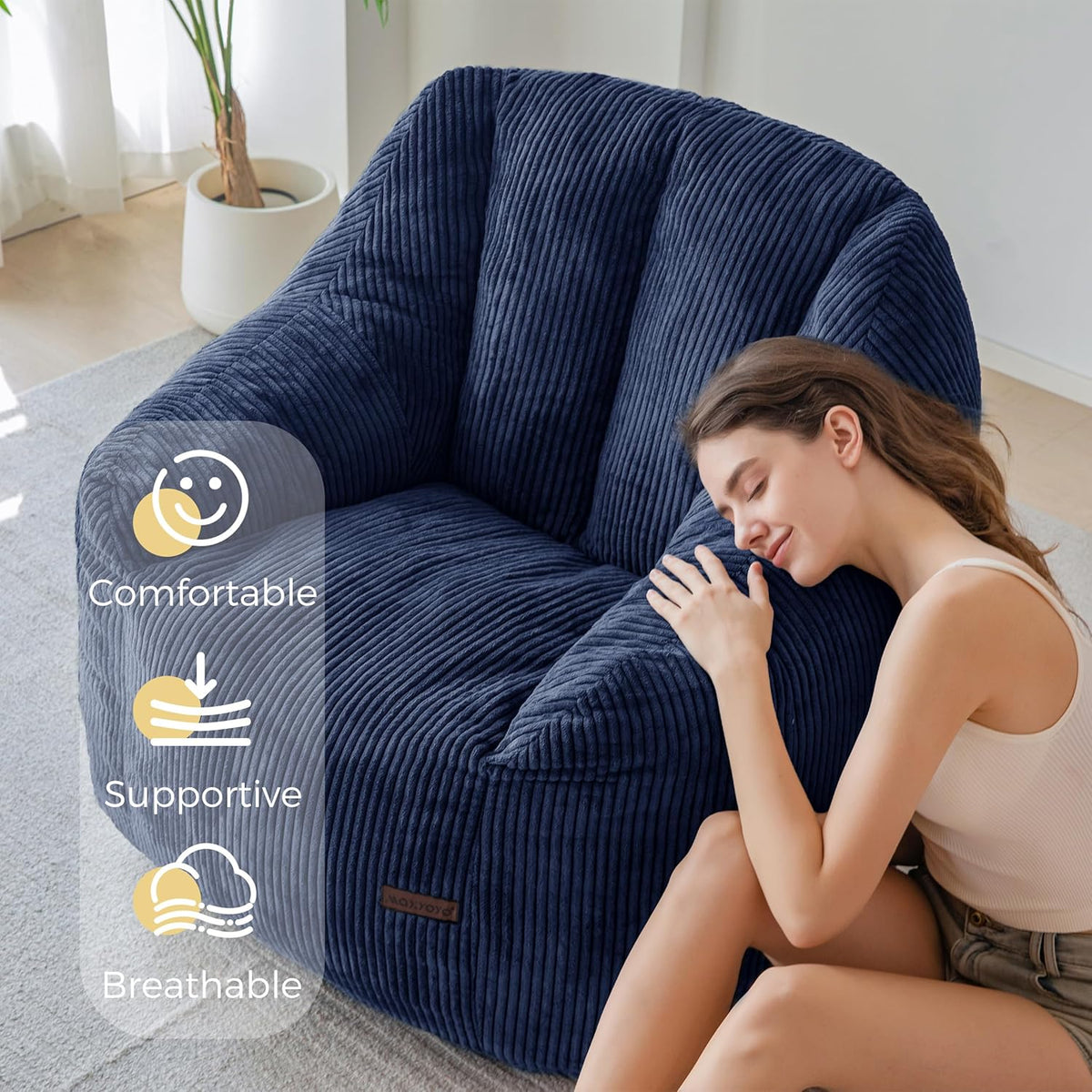 MAXYOYO Rope Puff met schuimvulling – Moderne, ergonomische en comfortabele bank, poef voor volwassenen en kinderen, fauteuil voor woonkamer en slaapkamer