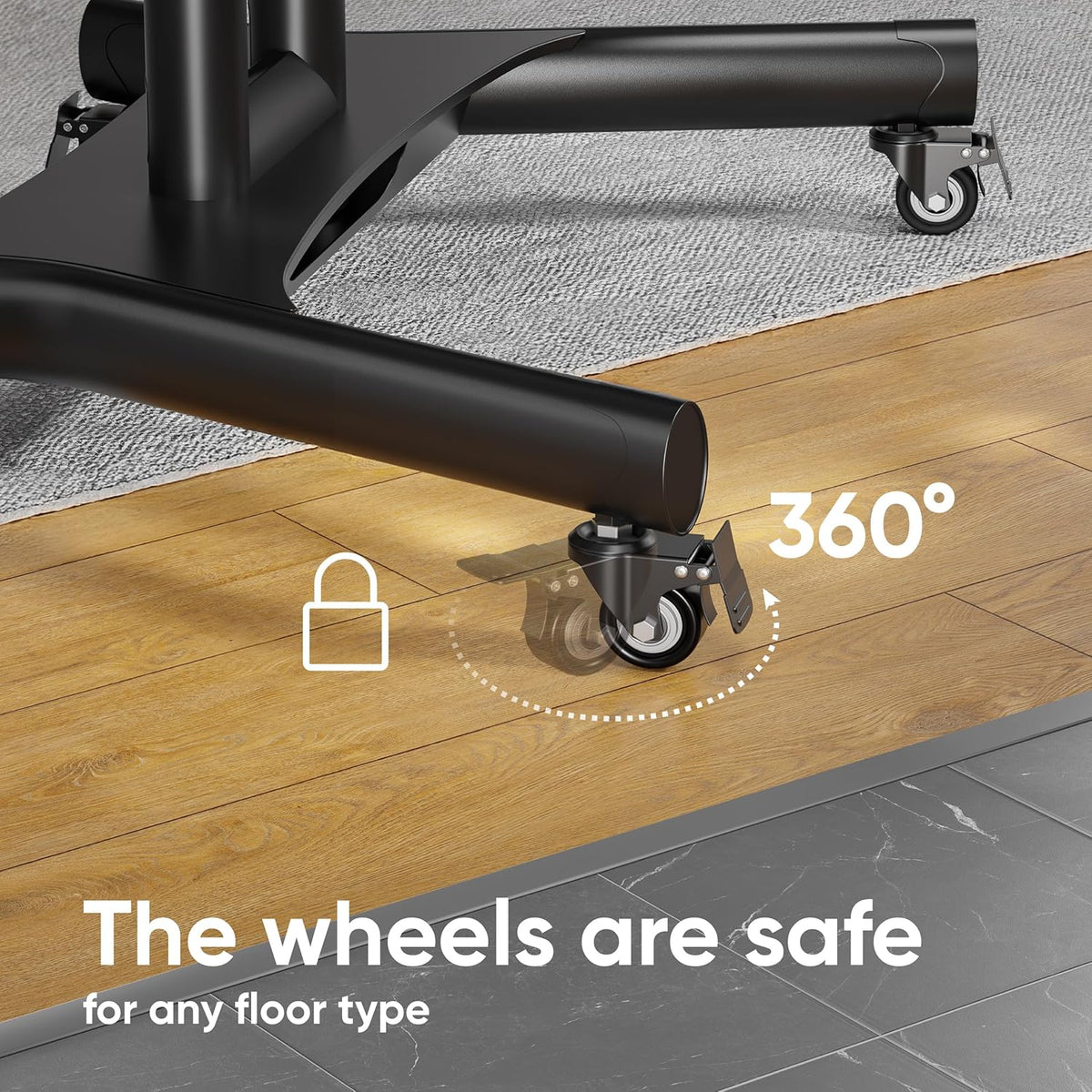 Mobiele TV Standaard Op Wielen Zwart – Verrijdbare Tv-standaard – Tv Beugel Op Wielen – Tv Vloerstandaard – Televisie Meubel Verrijdbaar – Geschikt Voor 40-70 Inch En 45,5 Kg – VESA 100x100 Tot 600x400 Mm