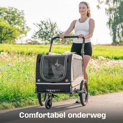 Hondenfietskar - Hondenkar - Opvouwbaar - Voor Kleine en Grote honden - max. 30kg - 2-in-1 Hondenfietskar voor Fiets naar Hondenbuggy - Geschikt voor E-Bikes en Normale Fietsen