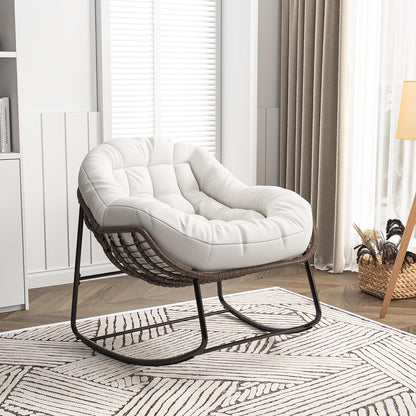 Schommelstoel Buiten – Tuinstoel Schommelstoel Balkonstoel Rattan Stoel – Comfortabel Ruim Zitvlak – Waterafstotende Beschermhoes