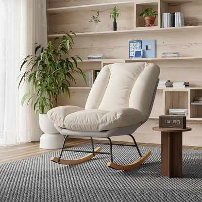 Elegant High Back Rocking Chair Living Room Chair Accent Chair Bedroom Armchair Rocking Chair Relax Chair for Living Room Office (Five Speed Setting