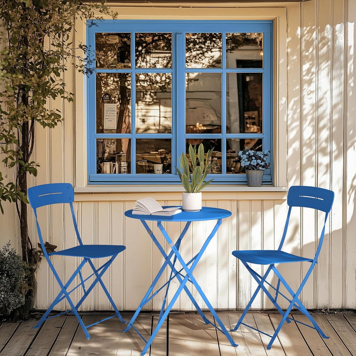 Grand patio n Tuinmeubelset, outdoor bistrotafel en stoelen, set van 2, klein balkonmeubilair, weerbestendig, 3-delige vouwsets voor balkon, tuin, tuin