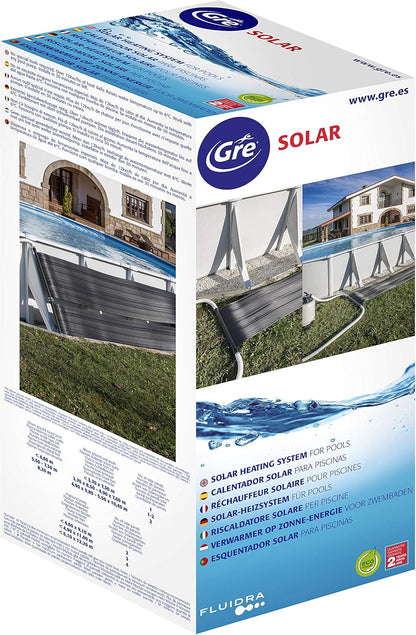 Gre AR2069 Manufacturas Zwembadverwarmer op zonne-energie met minimaal aanbevolen pompvermogen 1/3 HP, zwart, 600 x 60 x 0,6 cm