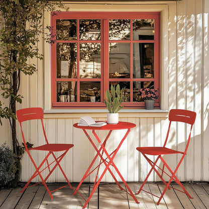 Grand patio Bistrotafel met 2 stoelen, balkonmeubelset, 3-delig, terrasmeubels, weerbestendig, bistroset, balkon, tuin, meubelset voor klein balkon (blauw)