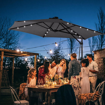 Parasol – Zweefparasol – Balkonparasol – Tuinparasol – Stokparasol – Ø290 cm – Met LED-verlichting – Windbestendig Stalen Frame