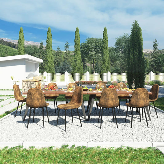FurnitureR Tuinloungestoelenset, 4-delig, bruin velours, metalen kruisframe, weerbestendige relaxstoel voor terras