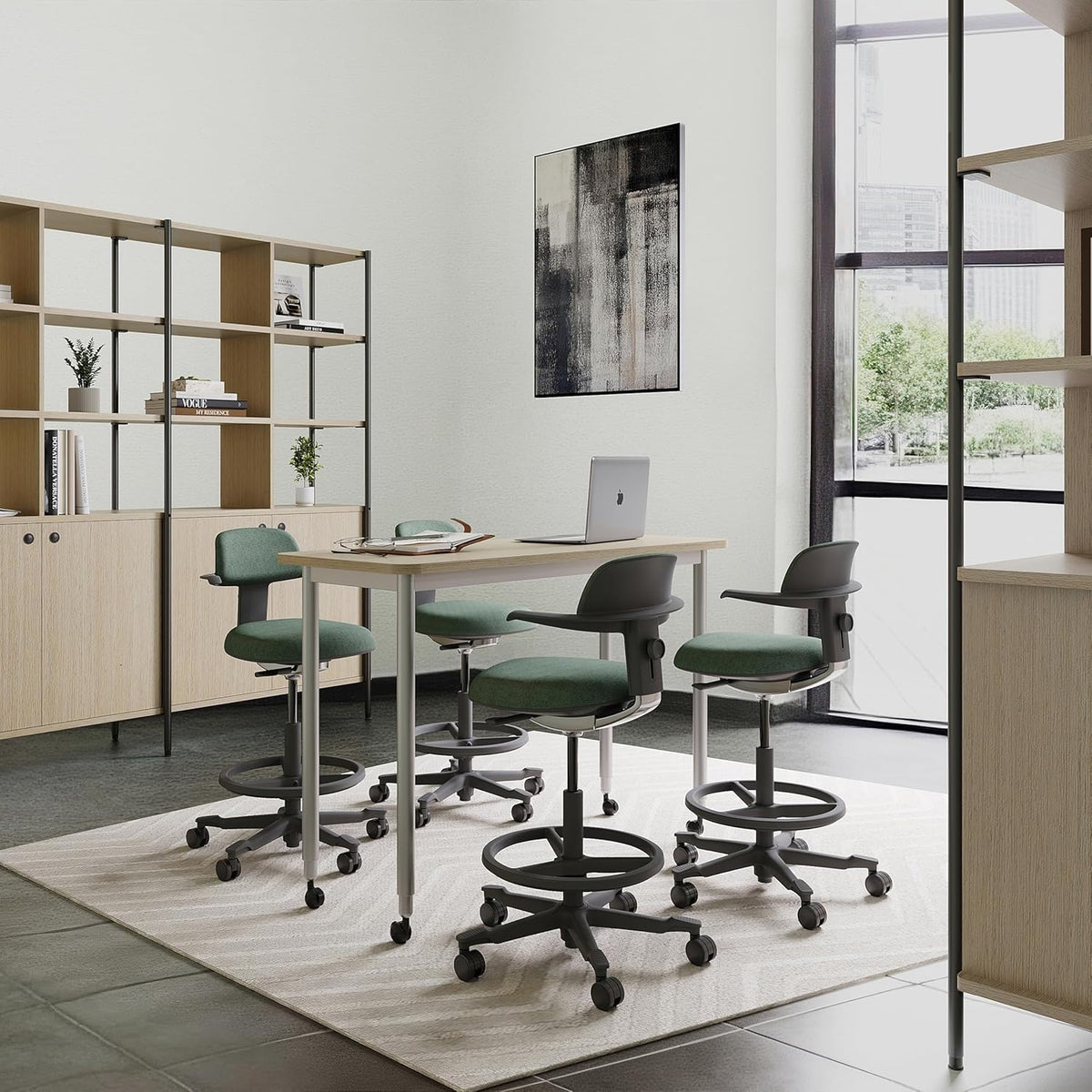 hjh OFFICE Ergonomische werkstoel TOP WORK 40 – Stoel met in hoogte verstelbare rugleuning, verstelbare zitneiging en zitdiepte, in hoogte verstelbare voetenring, Groen