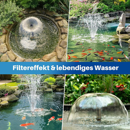 Biling Vijverfilterpomp met uv-zuiveraar, stil, 2500 l/u, all-in-one vijverpomp, complete set met filter, inclusief 3 fonteinsproeiers, voor tuinvijvers tot 3000 liter vishouderij en algenbestrijding