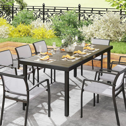 Tuintafel – Tuin Eettafel – Balkontafel – Picknicktafel – Buiten Tafel – Weerbestendig Kunststof Blad – Aluminium Frame 190x90 cm – 8 Persoons