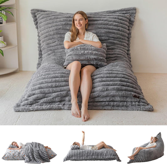 MAXYOYO Zitzak XXL, vacht-gamingstoel voor volwassenen en kinderen, enorme beanbag met pluizige schuimvulling voor woonkamer, slaapkamer, 150 x 203 cm