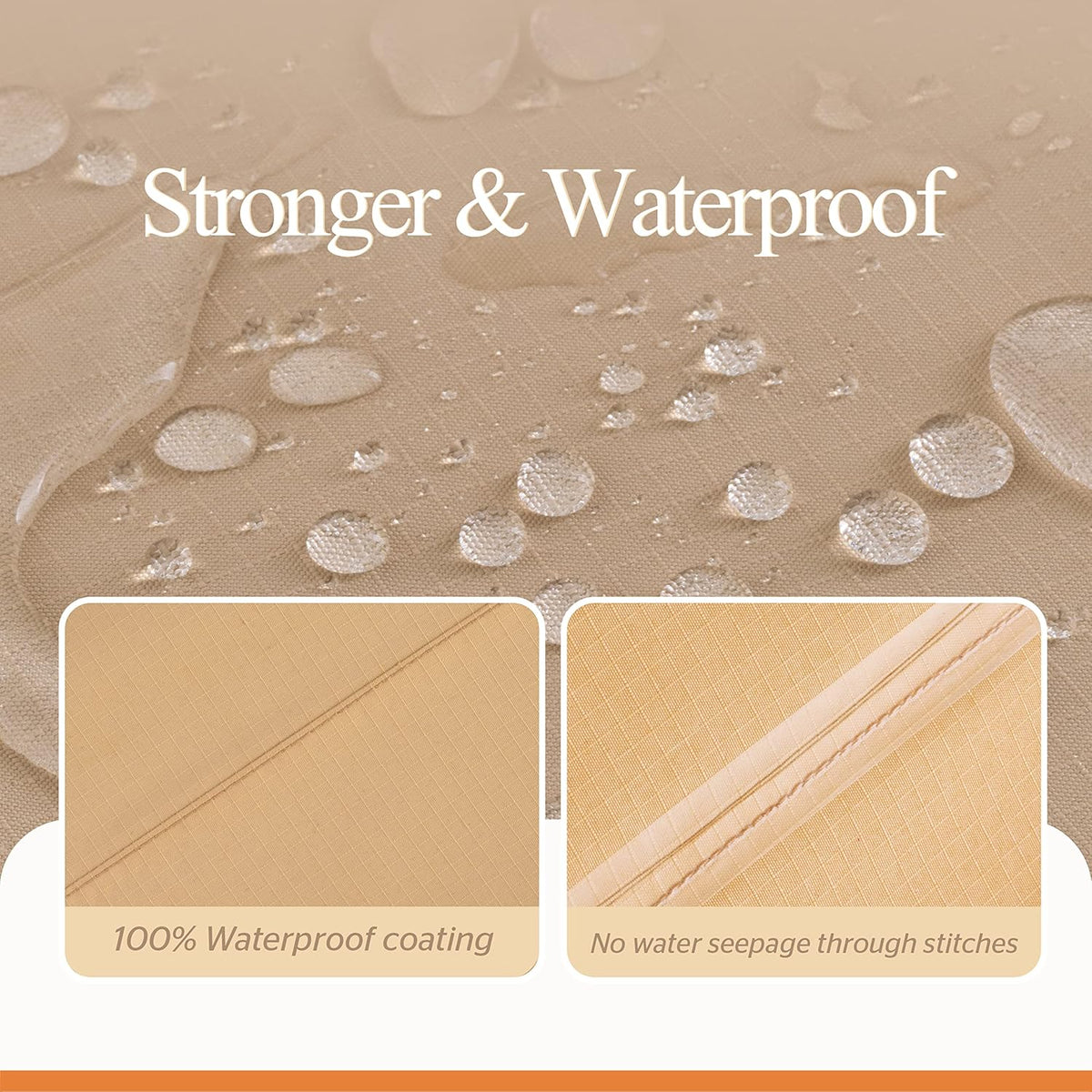 WJ-X3 Grote rechthoekige beige zware terrastafelhoes, 345,4 x 223,5 x 91,4 cm - windbestendig, waterdicht, anti-vervagen - perfect voor sectionele meubelsets buiten