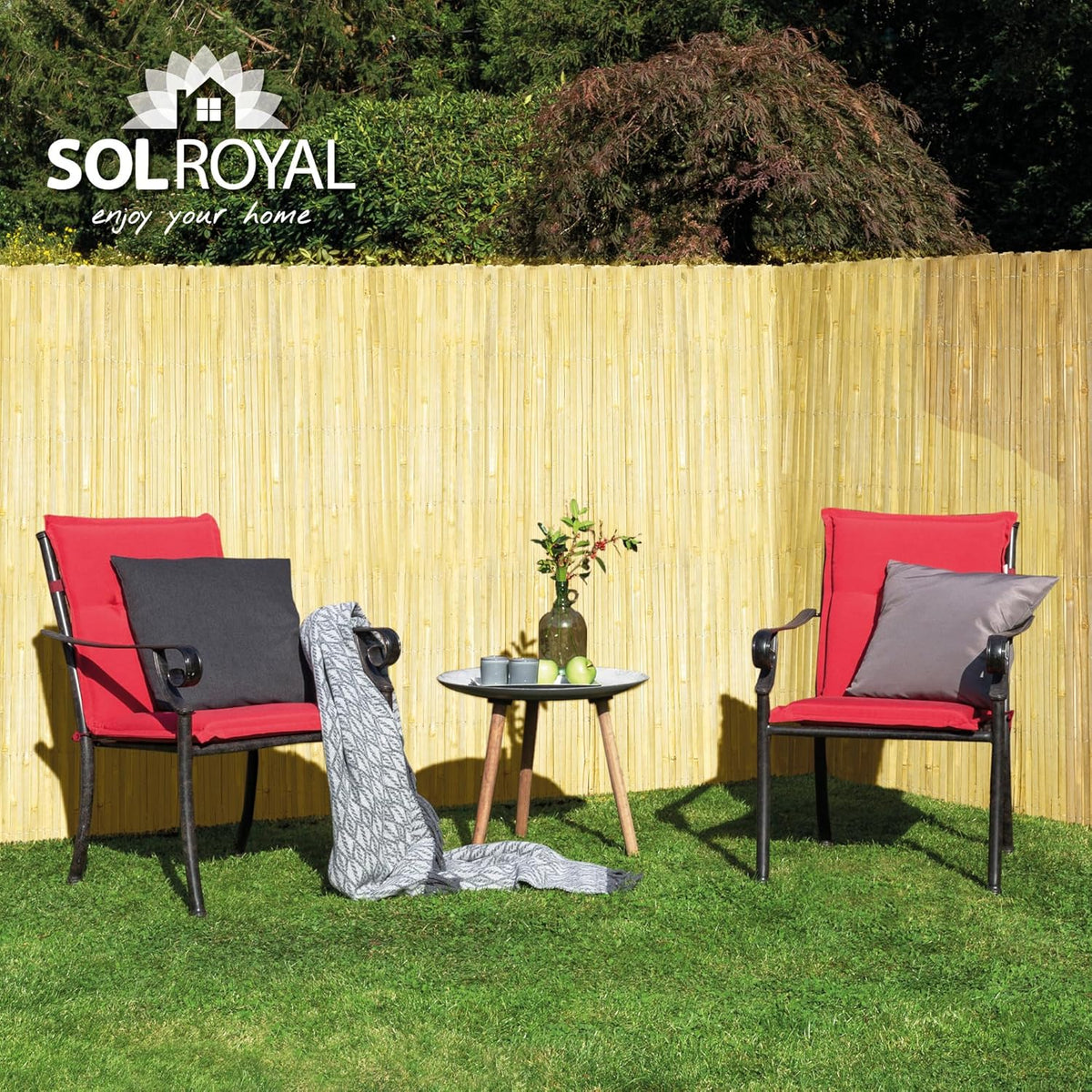 Sol Royal Privacy Scherm Bamboo Licht Glanzend 200x600 cm – Weerbestendig Bamboe Mat Wind Scherm Tuin Bamboe Balkonscherm – Robuust Natuurlijk Inkijkbescherming van Natuurlijk Bamboe Tuinscherm – B33