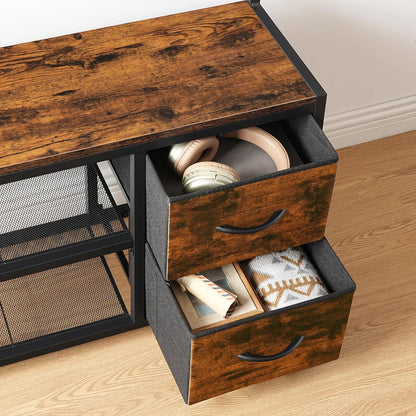 HOOBRO Kapstok met schoenenopbergbank, kapstok met haken en 2 laden, 4-in-1 ontwerp, kapstok en schoenenrek, voor hal, entree, woonkamer, slaapkamer, rustiek bruin en zwart EBF08MT01
