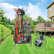 Tuingereedschap Opbergen - Gereedschapsorganizer - Tuingereedschapsrek - met Haken - Wielen - 3-tier Metalen Utility Planken - Opslag Houder - voor Gazon - Schuur - Garage - Tuin - 71 x 26.5 x 71.5 cm - Zwart