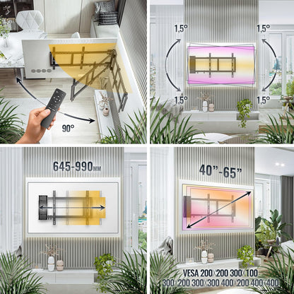 RICOO TV muurbeugel elektrisch zwenkbaar voor 32-65 inch, universele tv-houder SE2544, televisiehouder voor muur, wandhouder televisie 55 inch, tot 45 kg met max. VESA 400 x 400 mm