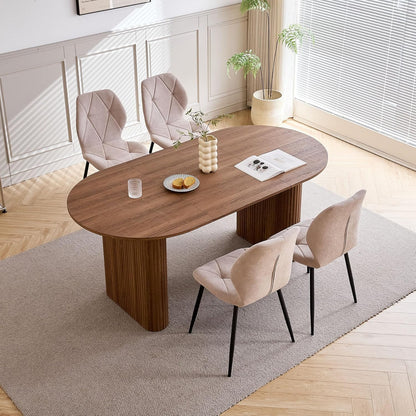 Grote Ovale Eettafel – Eettafel Rond – Keukentafel – Tafel Voor Restaurant – Werktafel – MDF Blad Met Houtnerf – Robuuste Elliptische Poten