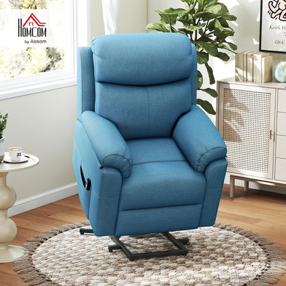 Elektrische Opstastoel – Relaxstoel – Tv-Stoel – Opstahulp Stoel – Seniorenstoel – Verstelbare Rugleuning Tot 160° – Ademend Linnenbekleding – Blauw