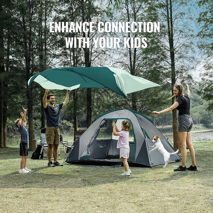 Person Campingtent, outdoor familietent met afneembare regenvlieg voor backpacken, wandelen, winddichte en waterdichte koepeltent voor comfortabele reis, eenvoudig op te zetten