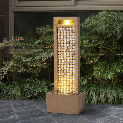 Teamson Home Tuin Buitenfontein Hoge Watervalfontein met Warme LED-verlichting Gelaagd Rotsontwerp Schelpen