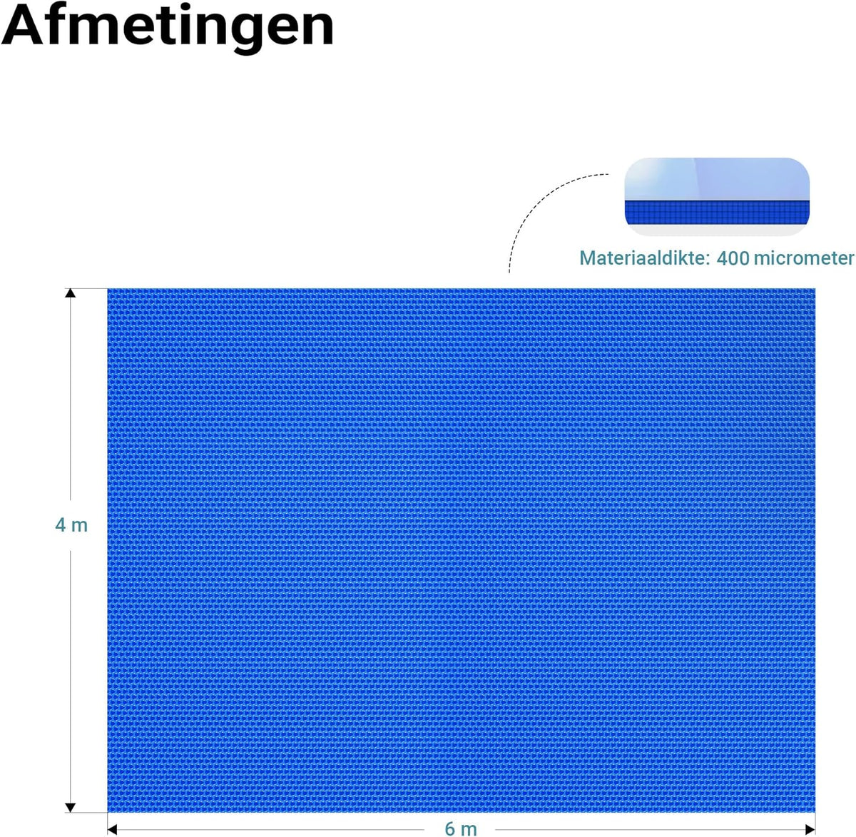 Wiltec solar zwembadfolie 4x6 m blauw 400µ, zwembadafdekking voor bescherming van het zwembadwater, afdekzeil voor zwembaden, solarzeil voor poolverwarming