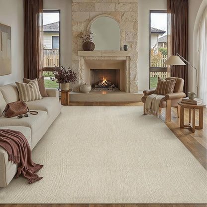 PureCozy Jute Look Woonkamer Tapijt 300x400cm Lichtbruin Groot Vloerkleden Antislip Wasbaar Binnen Buiten Vloerkleed Slaapkamer Kantoor Ontspanningsruimte Carpet Balkon Patio Tuin Rug